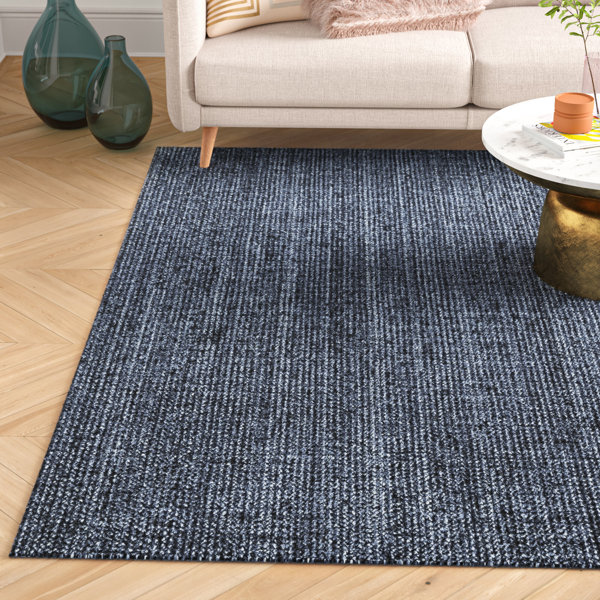 Jute Rug Trimmed In Navy Blue | Wayfair